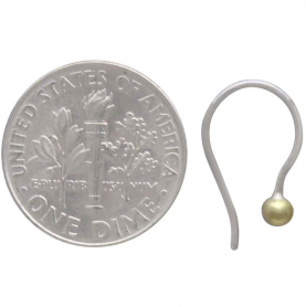 Sterling Silver Huggie Ear Wire with Bronze Ball 17x10mm