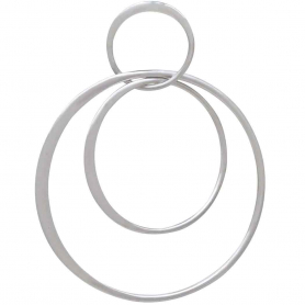 Sterling Silver Circle Post Earrings with Two Hoops 46x13mm