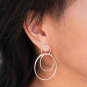 Sterling Silver Circle Post Earrings with Two Hoops 46x13mm