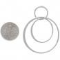 Sterling Silver Circle Post Earrings with Two Hoops 46x13mm