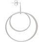 Sterling Silver Circle Post Earrings with Two Hoops 46x13mm