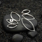 Silver Large Openwork Three Marquis Post Earrings 37x20mm