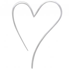 Sterling Silver Wire Heart Hoop Earrings 39x28mm