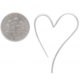 Sterling Silver Wire Heart Hoop Earrings 39x28mm