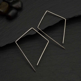 Sterling Silver Wire Diamond Hoop Earrings 53x39mm