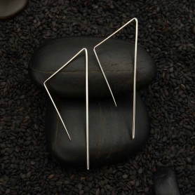Sterling Silver Wire Triangle Hoop Earrings 50x10mm