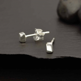 Sterling Silver Cube Post Earrings 4x2mm