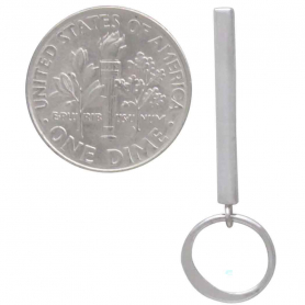 Sterling Silver Bar Post Earrings w/ Circle Dangle 31x10mm