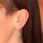 Sterling Silver Bar Post Earrings w/ Circle Dangle 31x10mm