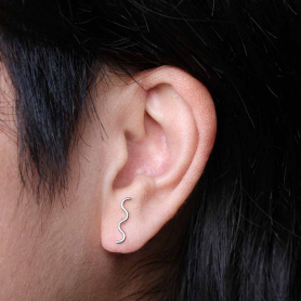 Sterling Silver Squiggle Post Earrings 15x3mm