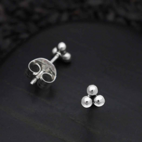 Sterling Silver 3 Granulation Dots Post Earrings 4x4mm