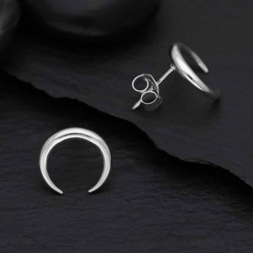 Sterling Silver Crescent Arch Post Earrings 10x11mm