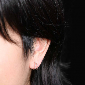 Sterling Silver Double Huggie Hoop Post Earrings 10x5mm