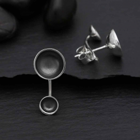 Sterling Silver Oxidized Cupped Circle Ear Jacket 18x8mm