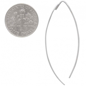 Sterling Silver Long Marquis Hook Earrings 44x2mm