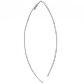 Sterling Silver Long Marquis Hook Earrings 44x2mm