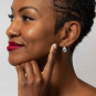 Sterling Silver Teardrop Earrings w Hammer Texture on model
