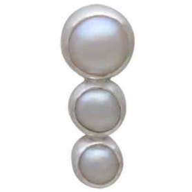 Sterling Silver Three Pearl Post Earrings 16x7mm