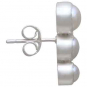 Sterling Silver Three Pearl Post Earrings 16x7mm