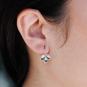 Sterling Silver Three Cupped Petal Earrings on Ear