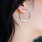 Sterling Silver Hammered Hoop Earrings 30mm on model