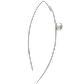 Sterling Silver Long Marquis Earrings with Pearls Side View