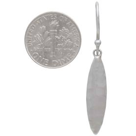 Sterling Silver Hammered Oval Dangle Earrings with Dime
