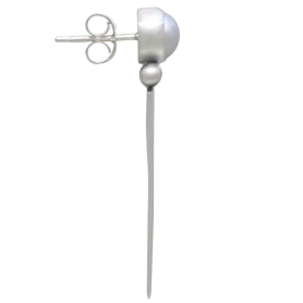 Sterling Silver Pearl Post Earrings with Hinged Spike Side View