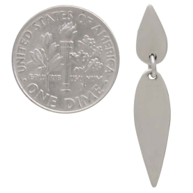 Sterling Silver Double Teardrop Post Earrings 32x6mm dime view