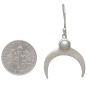 Silver Crescent Moon with Pearl Dangle Earrings dime view