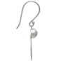 Silver Crescent Moon with Pearl Dangle Earrings side view