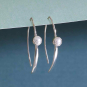 Sterling Silver Marquis Earrings with Pearl 31x5mm