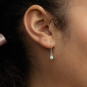 Sterling Silver Arch Earrings w Pearl Drop 22x5mm on model