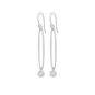 Nina Designs Silver Long Oval Link Dangle Earrings w Pearl Drop 48x5mm