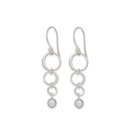 Sterling Silver Circle of Life Earrings with a Pearl 42x10mm
