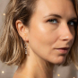 Sterling Silver Circle of Life Earrings with a Pearl 42x10mm on model