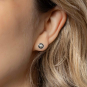 Sterling Silver Pearls in Cupped Circles Post Earrings 7x7mm on model
