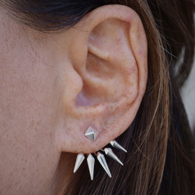 Sterling Silver Pyramid and Spike Ear Jackets 28x25mm