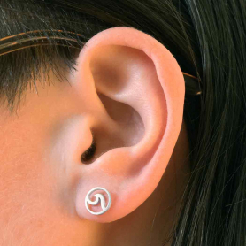 Sterling Silver Wave Post Earrings 8x8mm