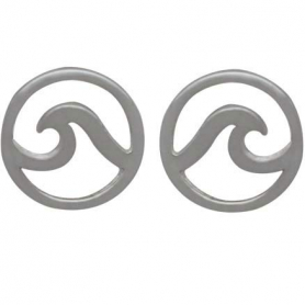 Sterling Silver Wave Post Earrings 8x8mm