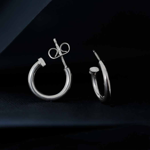 Sterling Silver Hoop Earrings - Simple on Post 13x2mm