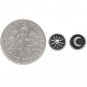 Sterling Silver Raised Sun and Moon Post Earrings 6x6mm