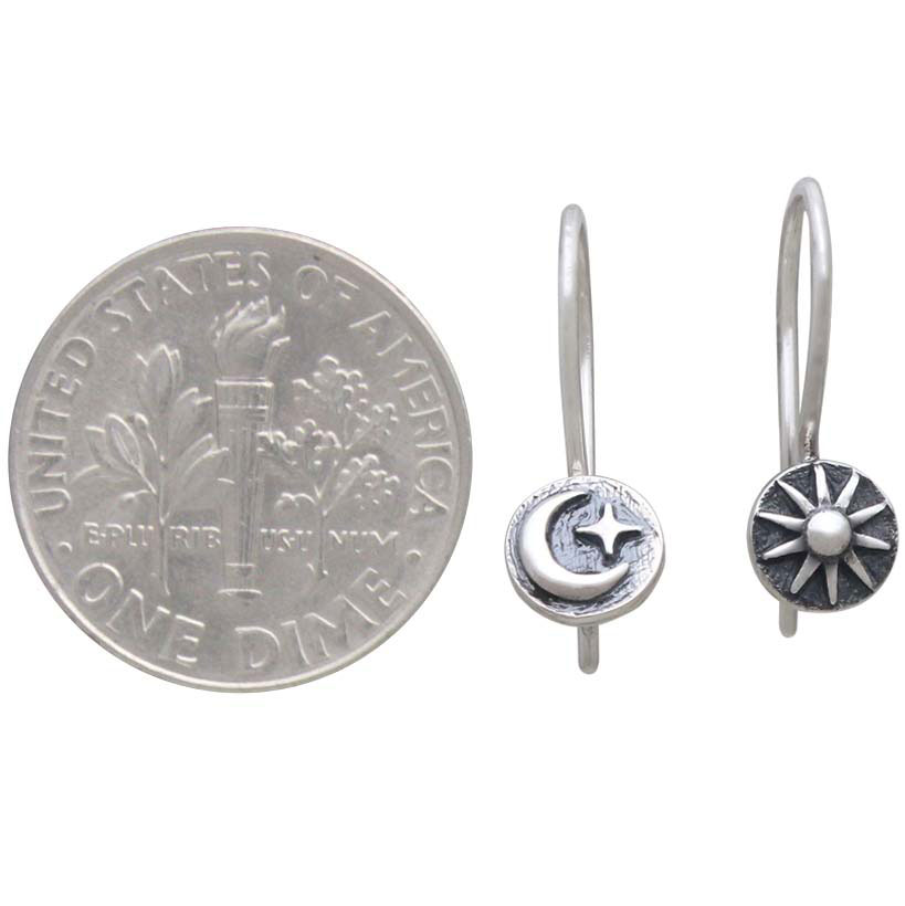 Sterling Silver Sun and Moon Ear Wires 18x6mm
