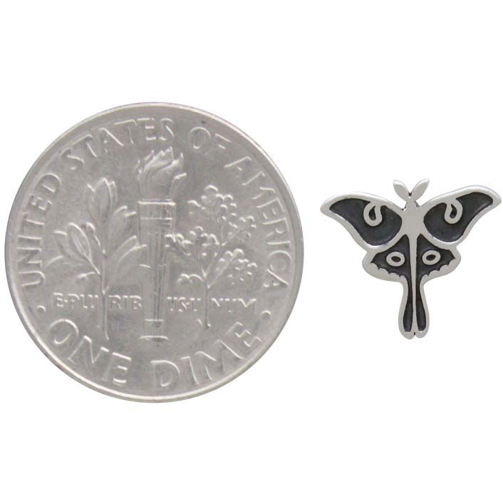 Sterling Silver Luna Moth Post Earrings 9x10mm