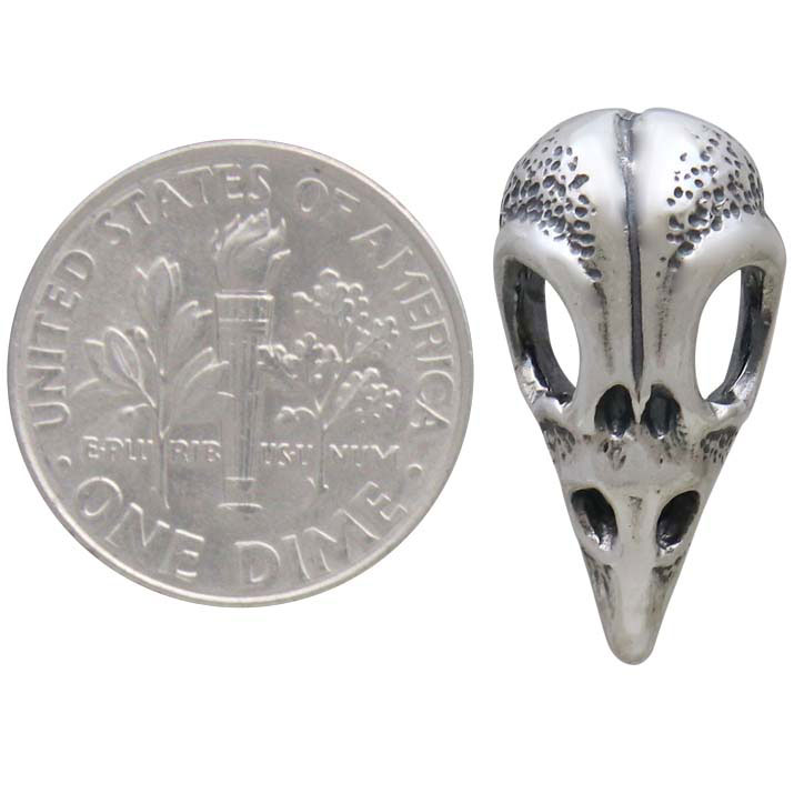 Sterling Silver Raven Skull Post Earrings 21x11mm