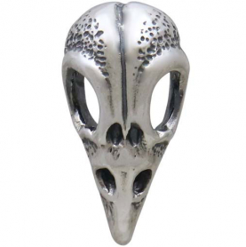 Sterling Silver Raven Skull Post Earrings 21x11mm