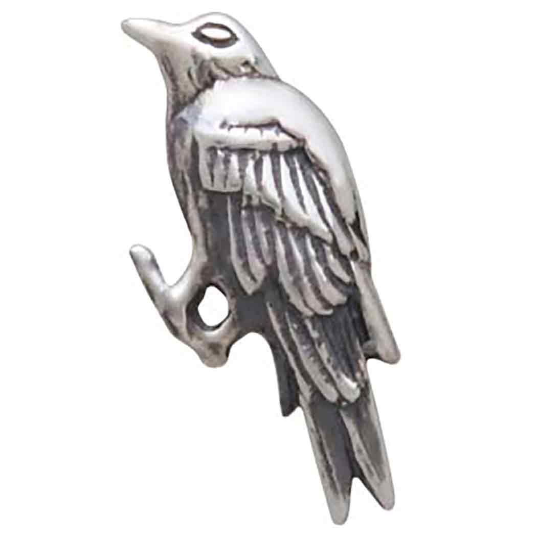 Sterling Silver Raven Post Earrings 7x15mm