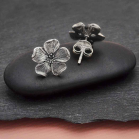 Sterling Silver Cherry Blossom Post Earring 12x12mm