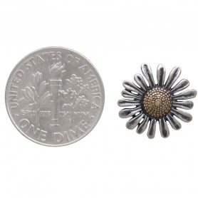 Mixed Metal Daisy Post Earrings 13x13mm