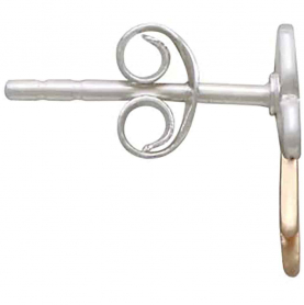 Silver Cloud Post Earrings with Bronze Lightning 10x9mm